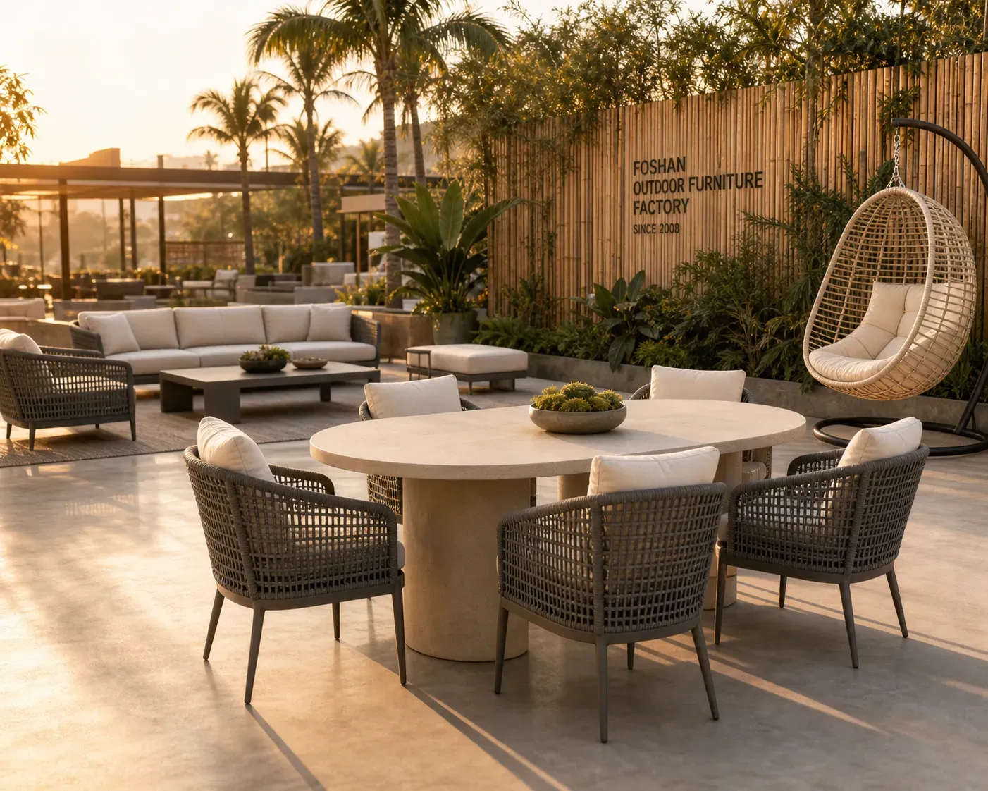 Outdoor furniture display showroom in Foshan, factory-direct commercial terrace furniture for Ireland