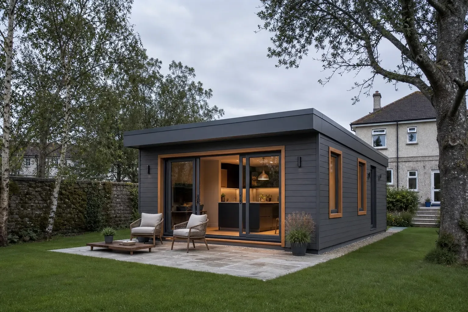 A single-storey, level-access Ériu granny flat in an Irish back garden