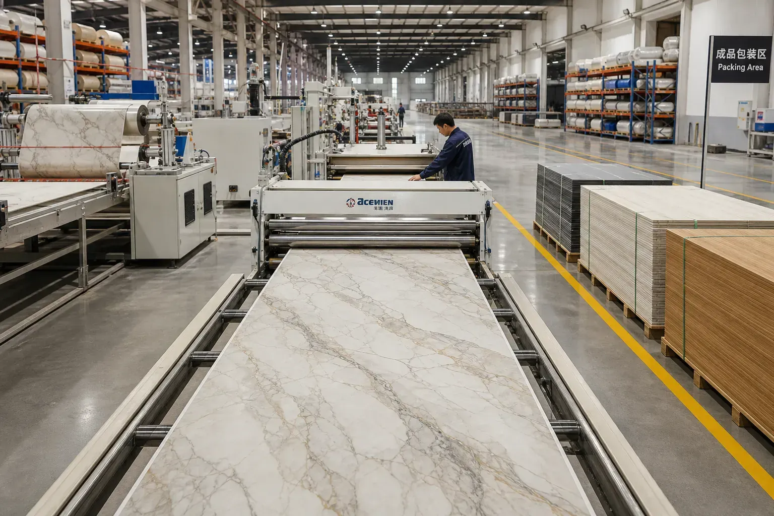 Decorative interior wall panel production line, inland-China premium-spec SPC and PVC wall-panel cluster