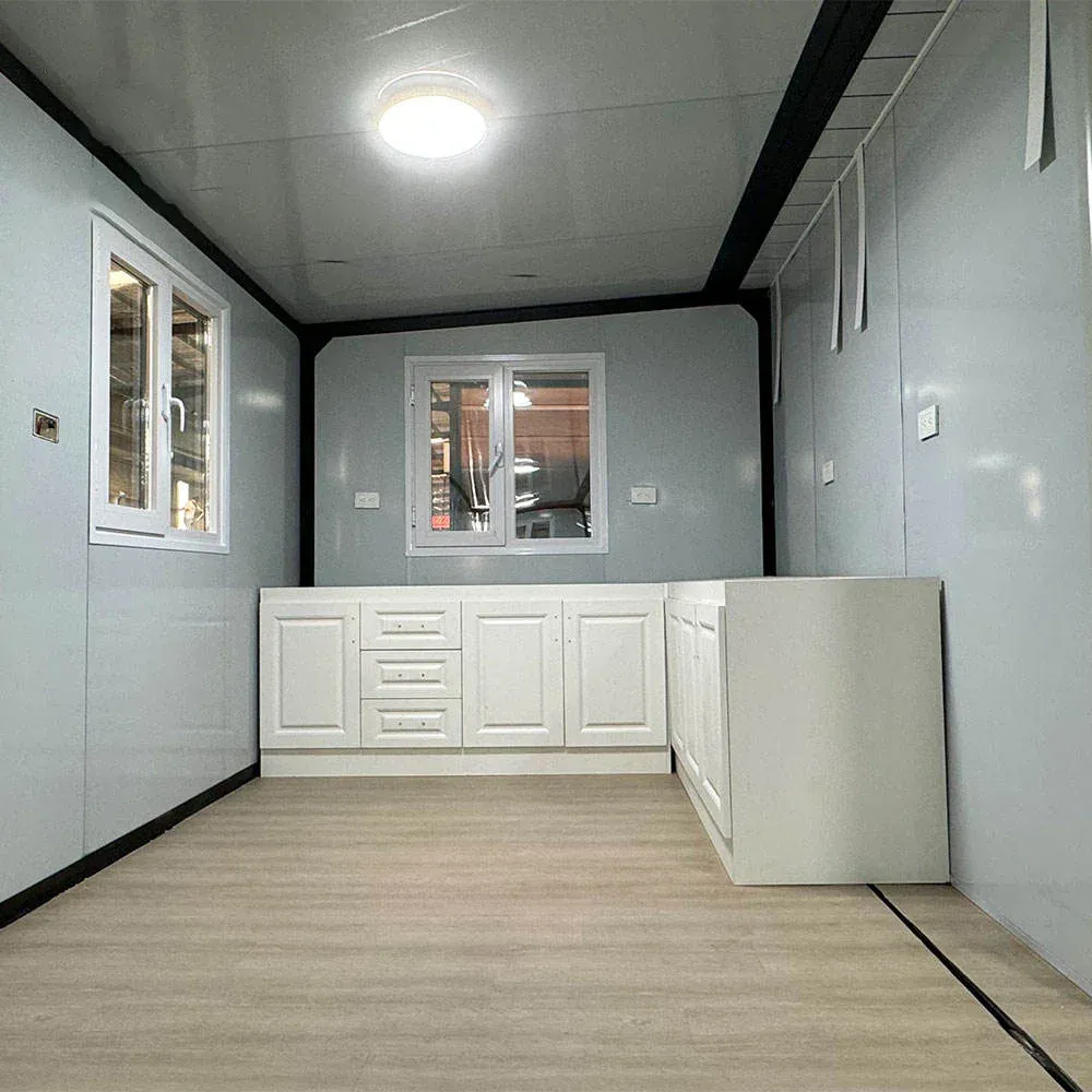 Steel-frame structural shell of a modular home before fit-out