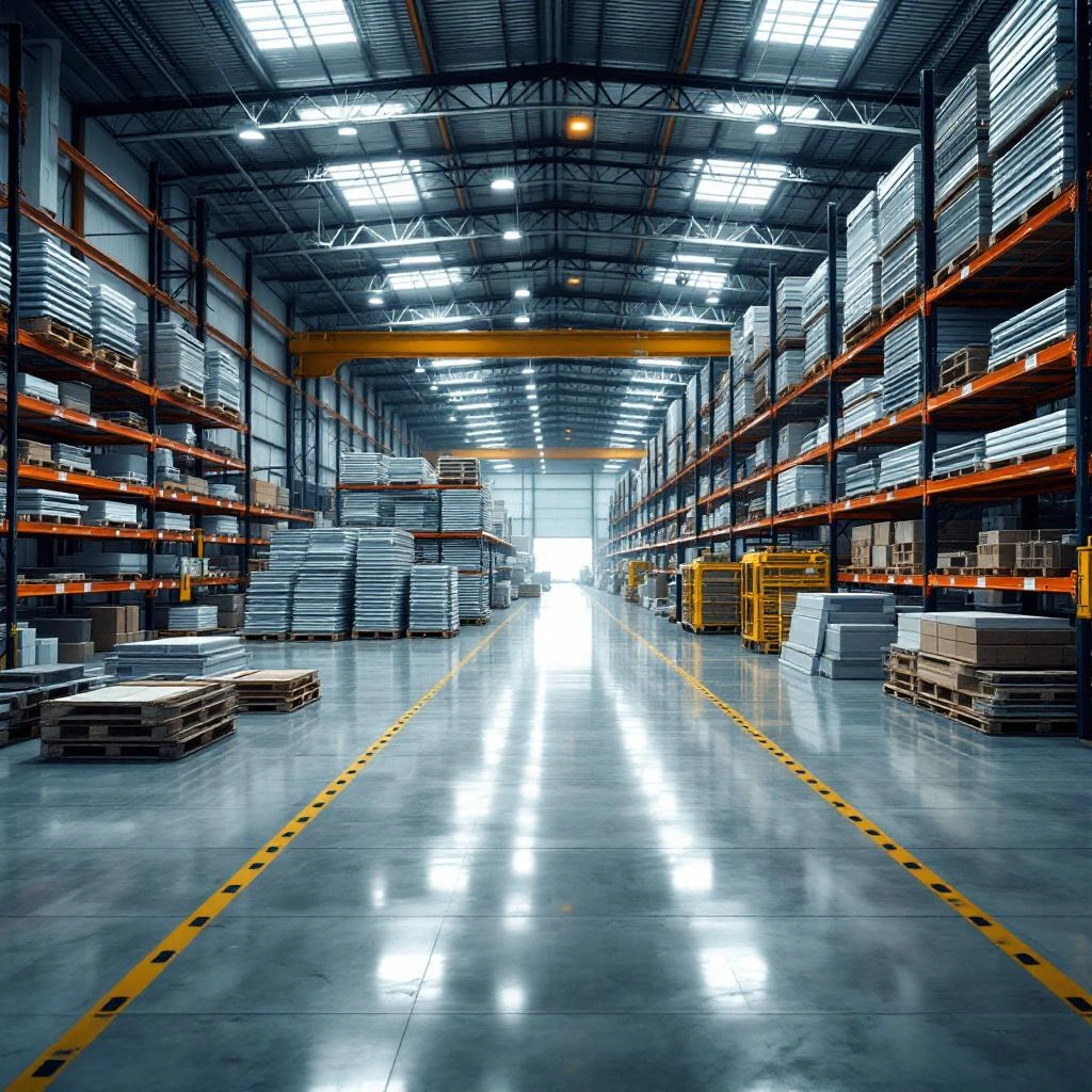 Chinese building materials factory with aluminium profiles and ceramic tiles — direct sourcing for Irish construction