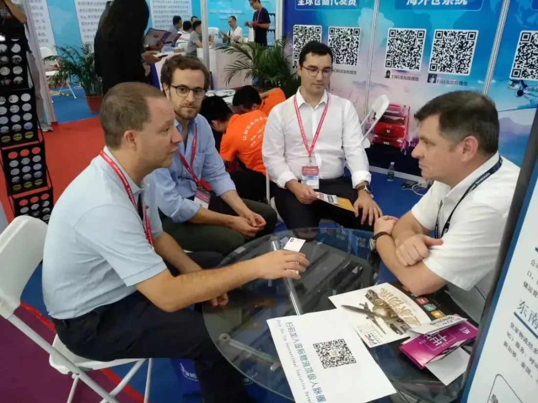 Buyers meeting suppliers at a furniture sourcing fair in China