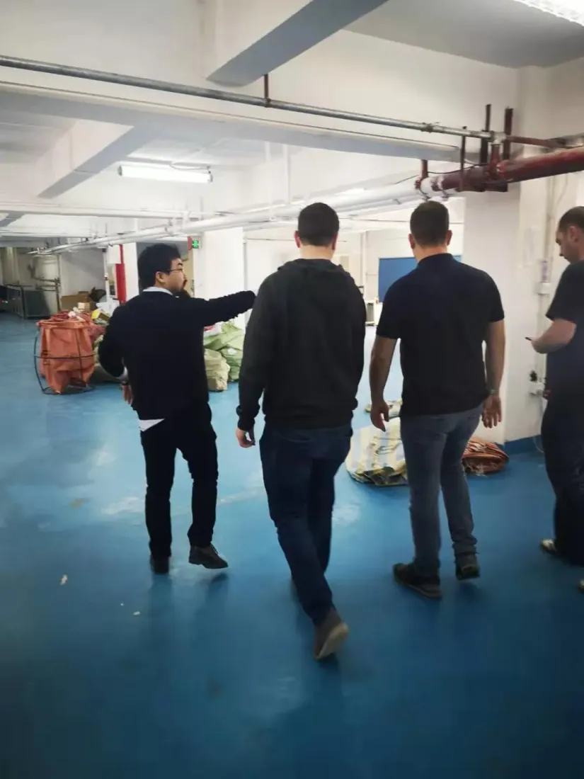 Inspecting a supplier's facility during a furniture sourcing trip in China