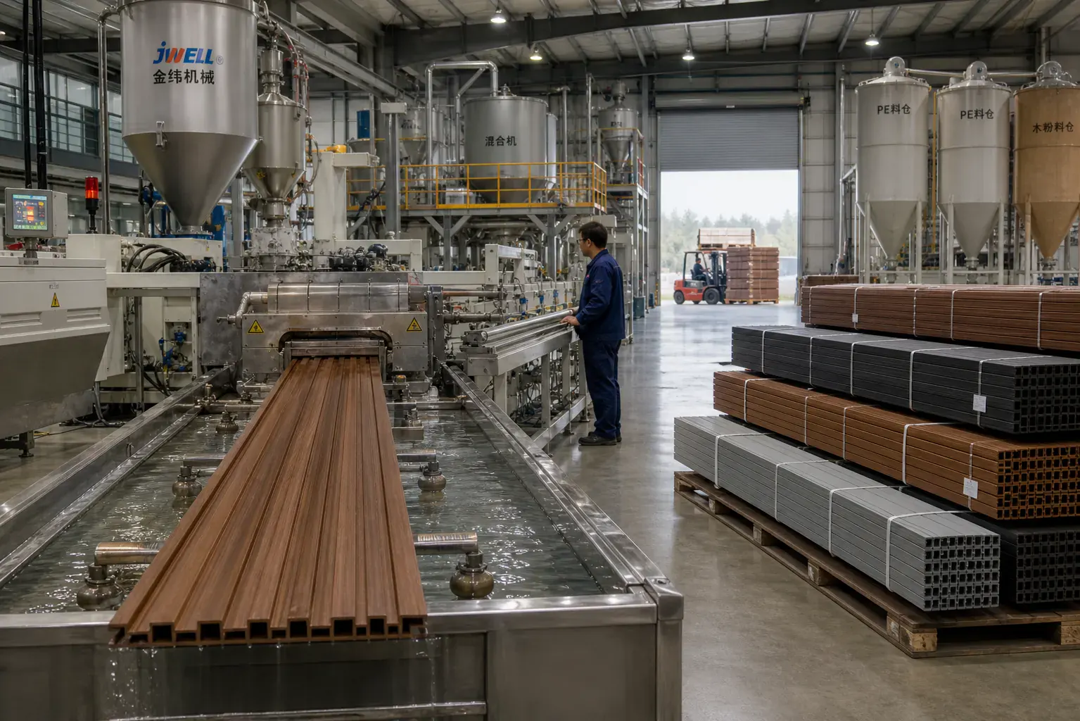 WPC composite fencing extrusion line — inland-China premium-spec capped WPC cluster