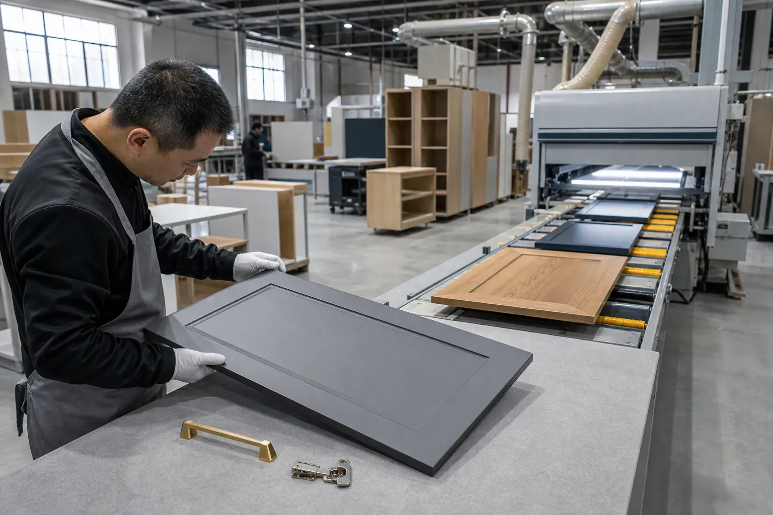 Bespoke kitchen cabinetry lacquer-door production and finishing — inland-China joinery cluster