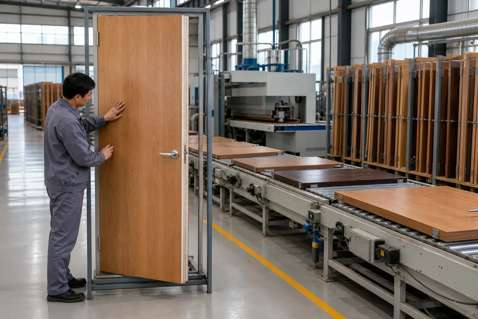 Engineered timber door and fire-rated doorset production — inland-China engineered-door cluster