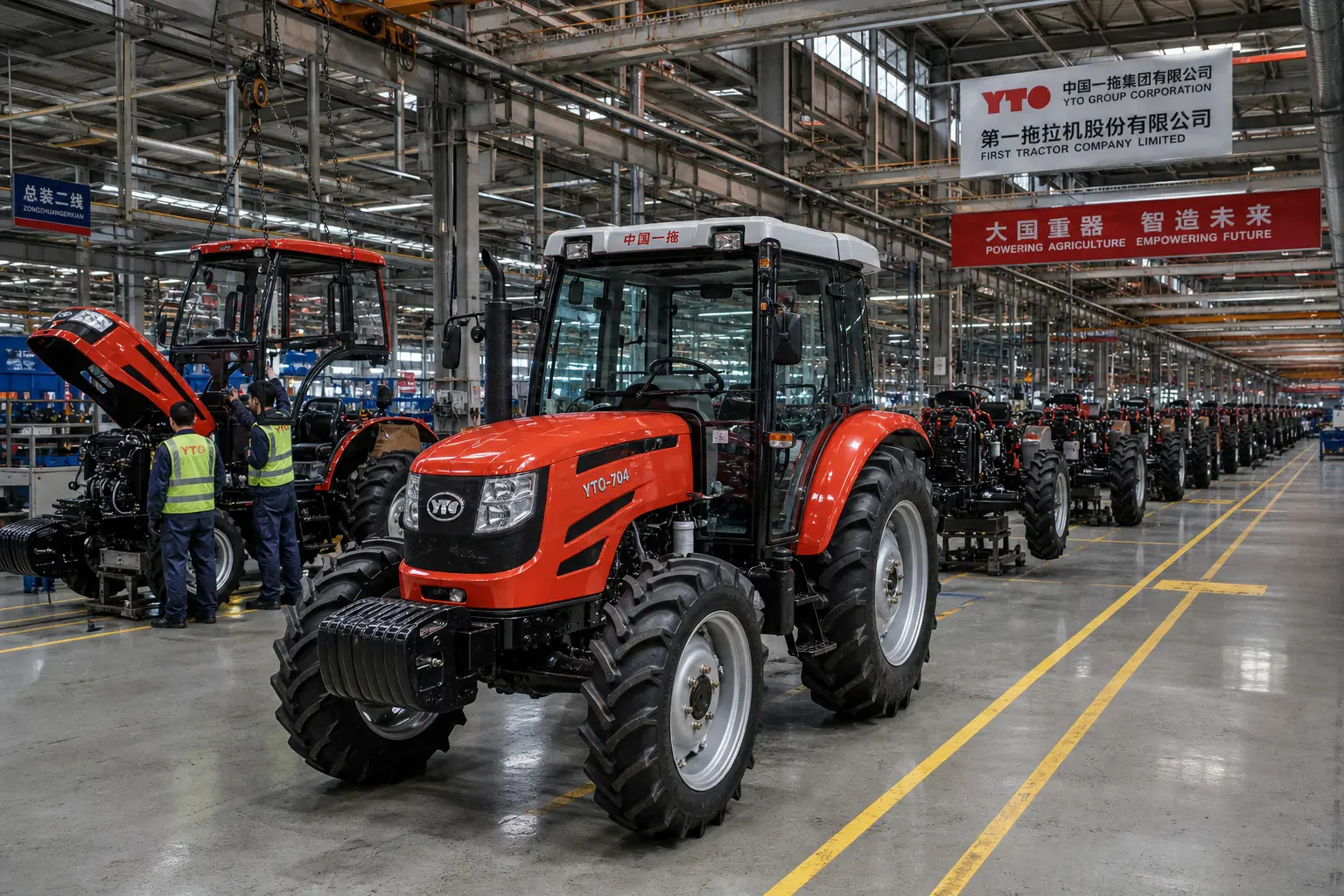 YTO agricultural tractor assembly line in Luoyang, Henan — China's historic tractor capital since 1955
