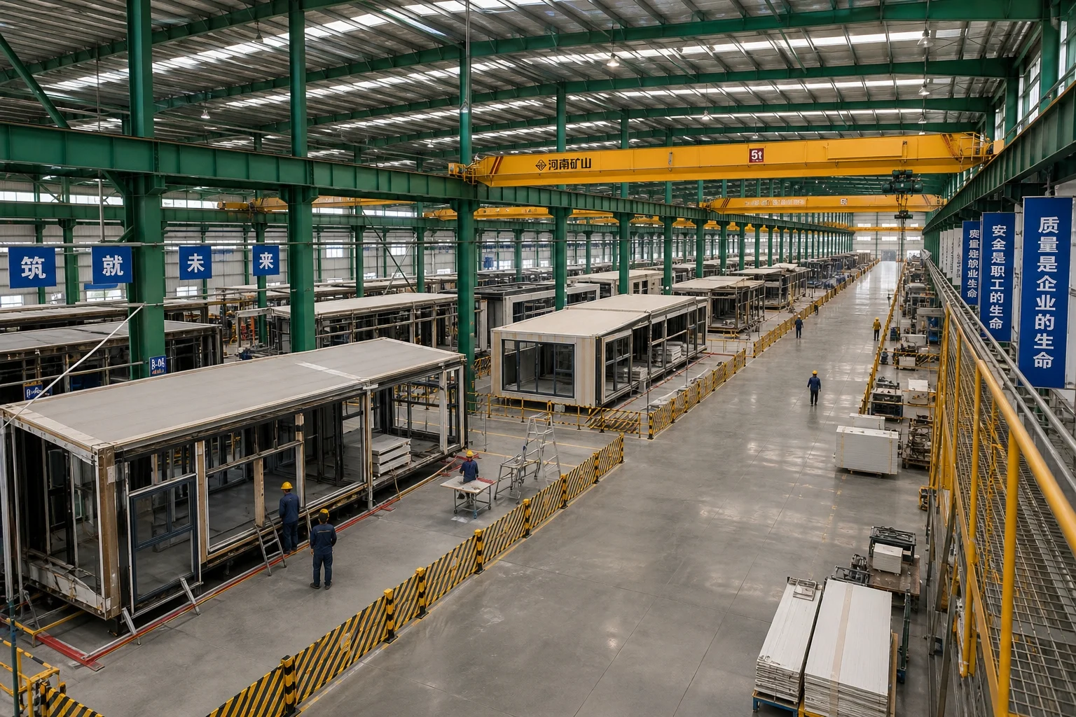 Noel Murphy on the factory floor in Zhengzhou inspecting an expandable container home before shipment to Ireland